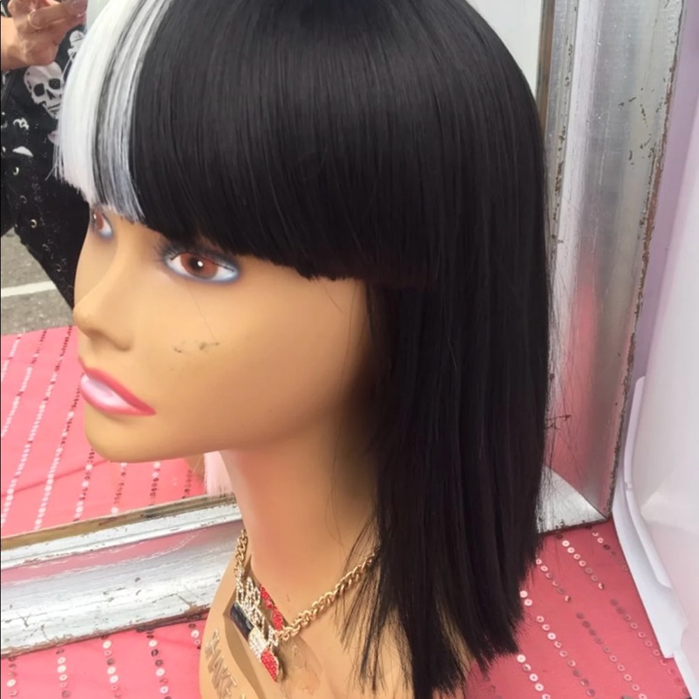 Halloween Costume wig Half Black n White
